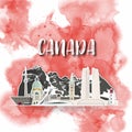 Canada Landmark Global Travel And Journey watercolor background. Vector Design Template.used for your advertisement, book, banner Royalty Free Stock Photo