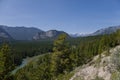 Canada landscape - Banff National Park, Alberta - summer travel to mountains, beautiful blue Bow river and coniferous forest. Royalty Free Stock Photo