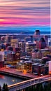 Canada landscape city view during sunset illustration Artificial Intelligence artwork