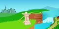 Canada landscape horizontal banner, cartoon style