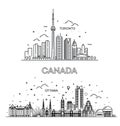 Canada, Line Art Vector illustration Royalty Free Stock Photo