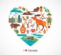 Canada love - heart with icons and elements Royalty Free Stock Photo