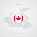 Canada map dotted contour vector sign. Isolated Canadian circle flag symbol with maple leaf