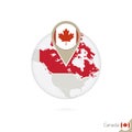 Canada map and flag in circle. Map of Canada, Canada flag pin. M Royalty Free Stock Photo
