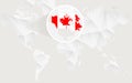 Canada map with flag in contour on white polygonal World Map Royalty Free Stock Photo