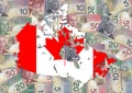Canada map flag with dollars Royalty Free Stock Photo