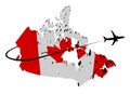 Canada map flag with plane and swoosh illustration Royalty Free Stock Photo