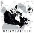 Canada Map and and Flat Map Pointers isolated on white Royalty Free Stock Photo