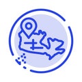 Canada, Map, Location Blue Dotted Line Line Icon