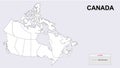 Canada Map. Outline state map of Canada. Political map of Canada with a black and white design Royalty Free Stock Photo