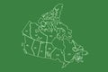 Canada map outline vector with state names on green background Royalty Free Stock Photo