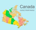 Canada map with provinces and cities, vector illustration Royalty Free Stock Photo