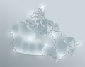 Canada map, separates regions, design glass card 3D raster