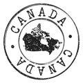 Canada Map Silhouette. Postal Passport Stamp Round Vector Icon Seal Stamp.
