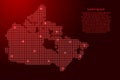 Canada map silhouette from red mosaic structure squares and glowing stars. Vector illustration Royalty Free Stock Photo