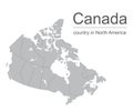 Canada map vector outline illustration with provinces or states borders on a white background