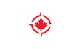 Canada maple leaf with compass logo symbol icon vector graphic design illustration Royalty Free Stock Photo