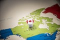 Canada marked with a flag on the map Royalty Free Stock Photo