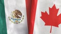 Canada and Mexico two flags textile cloth 3D rendering Royalty Free Stock Photo
