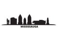 Canada, Mississauga city skyline isolated vector illustration. Canada, Mississauga travel black cityscape Royalty Free Stock Photo