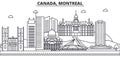 Canada, Montreal architecture line skyline illustration. Linear vector cityscape with famous landmarks, city sights