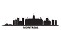 Canada, Montreal city skyline isolated vector illustration. Canada, Montreal travel black cityscape