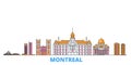 Canada, Montreal line cityscape, flat vector. Travel city landmark, oultine illustration, line world icons