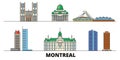 Canada, Montreal flat landmarks vector illustration. Canada, Montreal line city with famous travel sights, skyline Royalty Free Stock Photo
