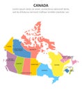 Canada multicolored map with regions. Vector illustration Royalty Free Stock Photo