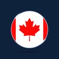 Canada national flag Circle button Icon. Simple flag, official colors and proportion correctly. Flat vector illustration Royalty Free Stock Photo