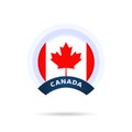 Canada national flag Circle button Icon. Simple flag, official colors and proportion correctly. Flat vector illustration Royalty Free Stock Photo