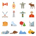 Canada National Symbols Flat Icons Collection