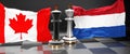 Canada Netherlands talks, meeting or trade between those two countries that aims at solving political issues, symbolized by a