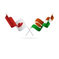 Canada and Niger flags. Crossed flags. Vector illustration.