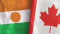 Canada and Niger two flags textile cloth 3D rendering