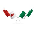 Canada and Nigeria flags. Crossed flags. Vector illustration.