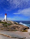 Canada, Nova Scotia, lighthouse of Peggy`s Cove Harbor City Royalty Free Stock Photo