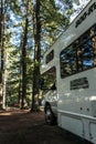 Canada Algonquin National Park 30.09.2017 Parked RV camper Lake two rivers Campground Beautiful natural forest landscape Royalty Free Stock Photo