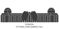 Canada, Ottawa, Parliament Hill travel landmark vector illustration