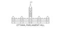 Canada, Ottawa, Parliament Hill, travel landmark vector illustration