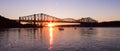 Panoramic Sunset Under the Bridge of Quebec Royalty Free Stock Photo