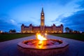 Canada parliament building and centennial flame Royalty Free Stock Photo