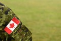 Canada patch flag on soldiers arm. Canadian troops Royalty Free Stock Photo