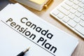 Canada Pension Plan CPP on a desk. Royalty Free Stock Photo