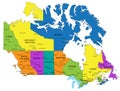 Colorful Canada political map with clearly labeled, separated layers. Royalty Free Stock Photo