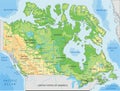 Detailed Canada physical map.