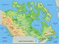 High detailed Canada physical map with labeling. Royalty Free Stock Photo