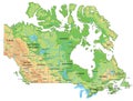 High detailed Canada physical map with labeling. Royalty Free Stock Photo