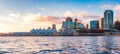 Canada Place and city building skyline at cloudy sunrise. Downtown Vancouver Royalty Free Stock Photo