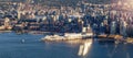 Canada Place in Downtown Vancouver, British Columbia, Canada. Aerial Modern Cityscape. Royalty Free Stock Photo